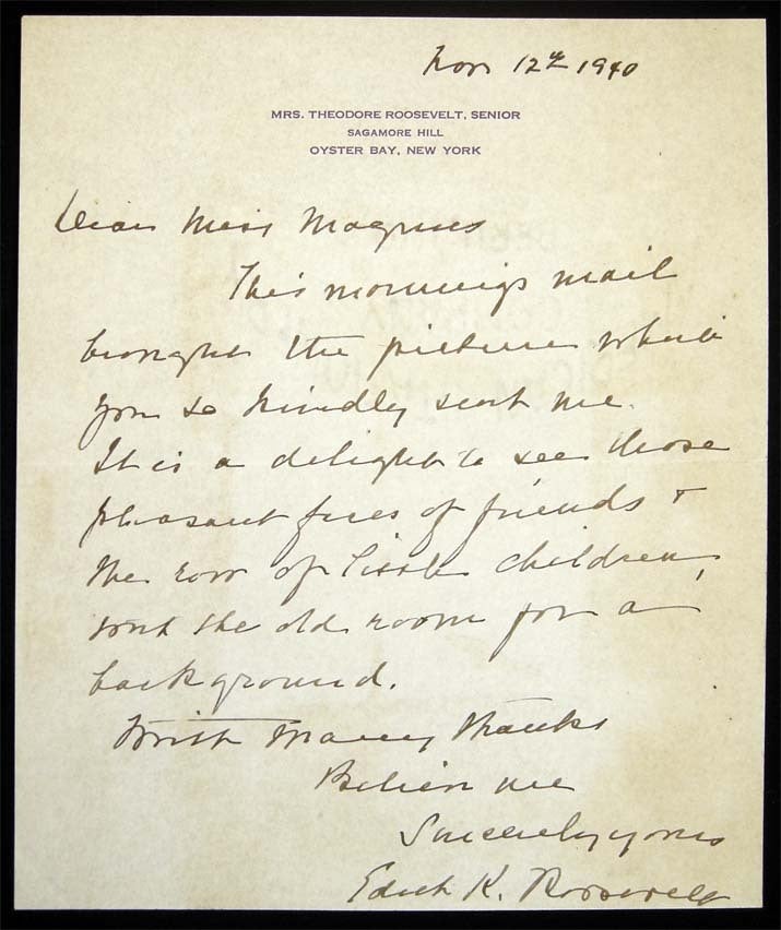 Edith Letter 1940 Handwritten Letter Signed Edith K. Roosevelt | Senior Americana ...
