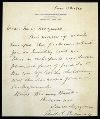 Item #027241 1940 Handwritten Letter Signed Edith K. Roosevelt. Senior Americana - 20th Century -...