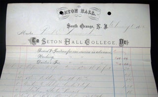 Item #027265 1882 Student Room & Board and Expenses Ledger Sheet Signed By James H. Corrigan,...