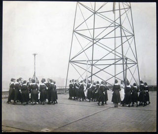 Circa 1915 Group of Photographs Girls School Practicing May Pole and Folk Dancing on Building Rooftop in New York City