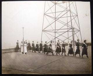 Circa 1915 Group of Photographs Girls School Practicing May Pole and Folk Dancing on Building Rooftop in New York City