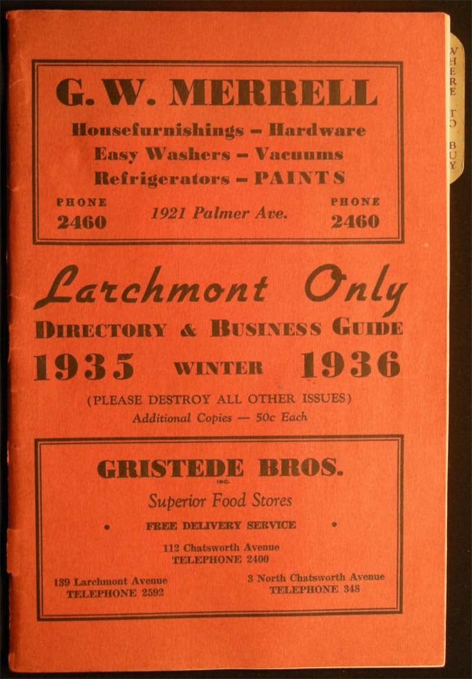Item #027364 Larchmont Only Directory & Business Guide 1935 Winter 1936. Americana - 20th Century - Business Directory - New York - Larchmont.