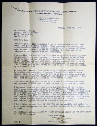 Item #027396 1927 Typed Letter Signed By William P. Lyndon Secretary Treasurer of the National...