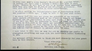 1927 Typed Letter Signed By William P. Lyndon Secretary Treasurer of the National Headquarters of the American Association for the Recognition of the Irish Republic to Austin J. Ford, the Editor of the NY Irish World Newspaper