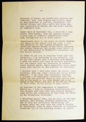1927 Two Typed Letters Signed By Frank P. Walsh (1864 - 1939) American Lawyer and Social Justice Activist, Written to Austin J. Ford, Editor of the NY Irish World Newspaper, Regarding the Tom Mooney Case.