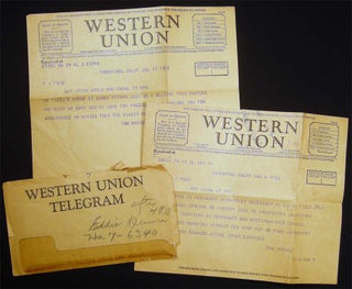Item #027402 1933 & 1935 Two Telegrams sent from Tom Mooney, Incarcerated at San Quentin Prison...