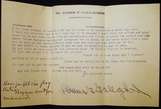 1927 Three Typed Letters Signed By Dr. James T. Gallagher of Charlestown Massachusetts Written to the Editor of the NY Irish World Newspaper