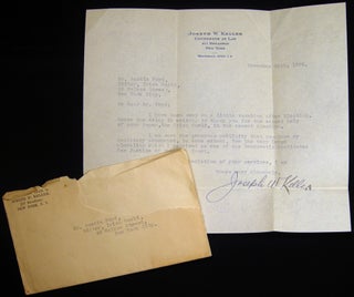 Item #027419 1926 Typed Letter Signed By Joseph W. Keller to Austin Ford, the Editor of the NY...