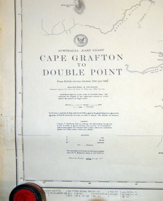 Australia East Coast Cape Grafton to Double Point From British Surveys Between 1848 and 1924. World War II - Australia.