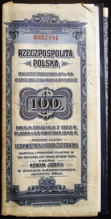 Republic of Poland Twenty Year Six Per Cent U.S. Dollar Gold Bond $ 100. Bond Issue of 1920 Due 1st April 1940 ...The National City Bank of New York
