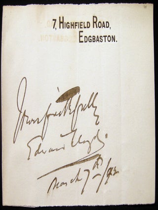 1892 Autograph of English Tenor Edward Lloyd (1845 - 1927. Great Britain - Music -.
