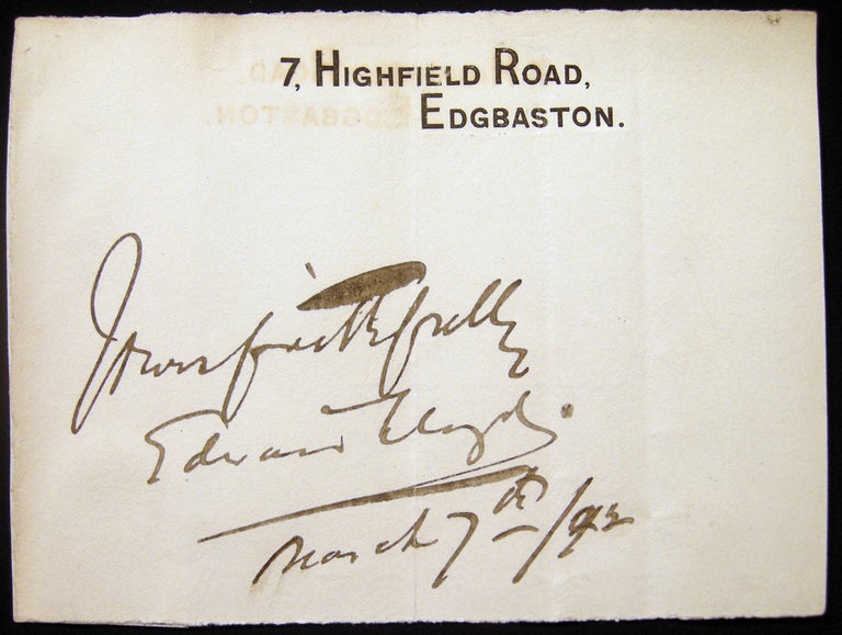 Item #027701 1892 Autograph of English Tenor Edward Lloyd (1845 - 1927). Great Britain - Music - Autograph - Edward Lloyd.