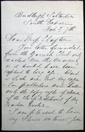 Item #027710 Circa 1890 Autograph Letter Signed By British Army Officer & Novelist Henry Hawley...