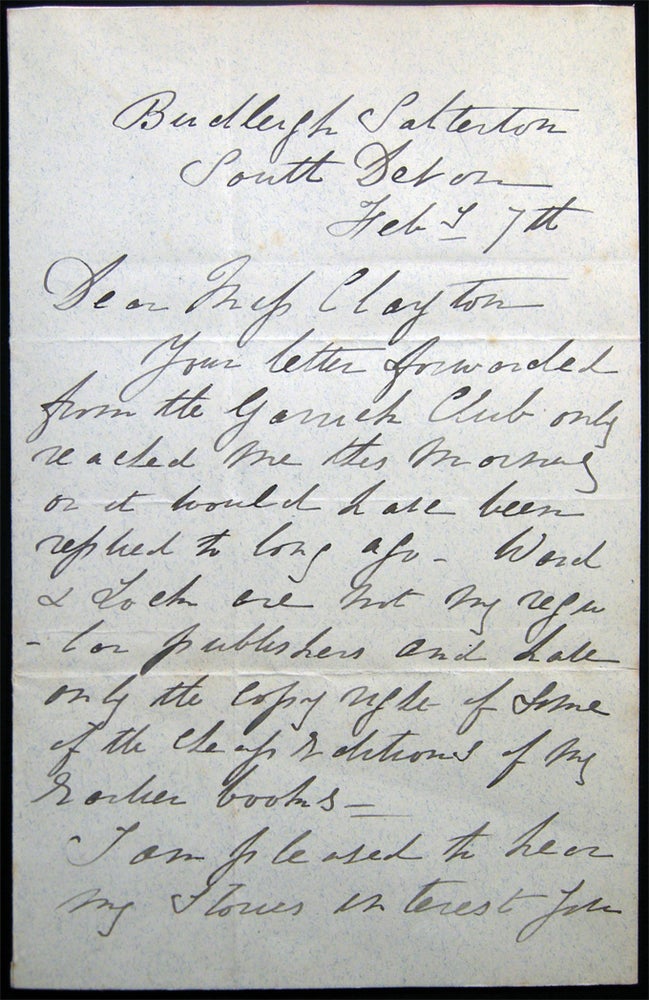 Item #027710 Circa 1890 Autograph Letter Signed By British Army Officer & Novelist Henry Hawley Smart (1833 - 1893). Great Britain - Literature - Autograph - Henry Hawley Smart.