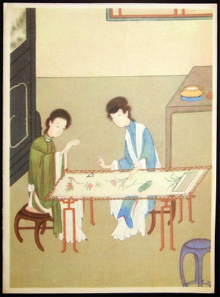 Item #027786 Ladies Embroidering Greetings Card Sold for the Benefit of the War Orphans Chinese...