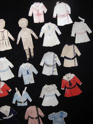 Circa 1890 A Group of Hand-Drawn, Color, Black & White and Pencil Paper Doll Children with Various Clothing and Outfits in Victorian Style