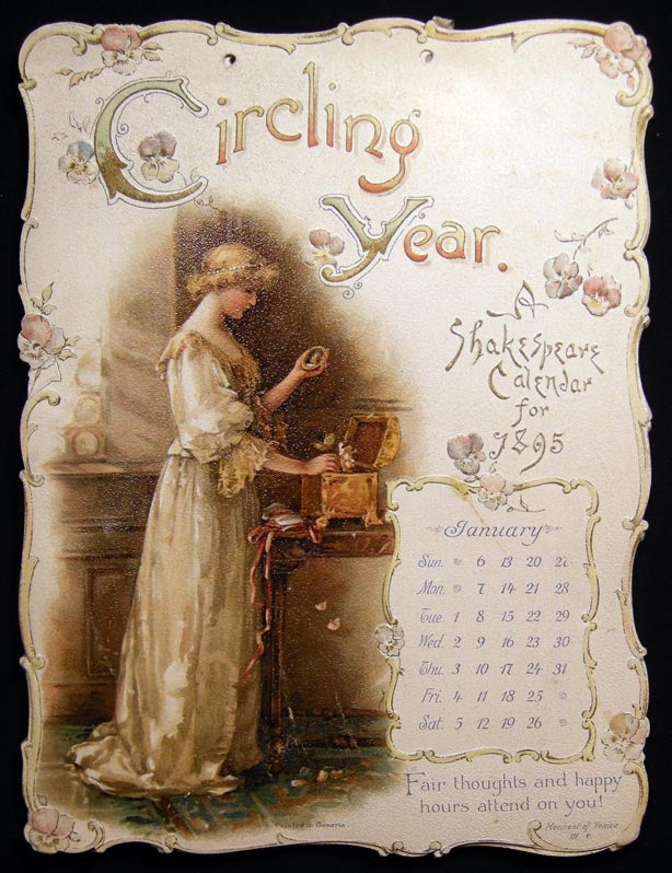 Item #028242 Circling the Year. A Shakespeare Calendar for 1895. Americana - 19th Century - Printing History - Chromolithography - Calendar.