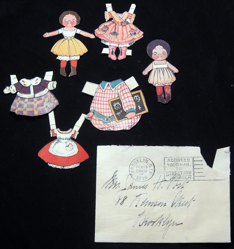 Item #028274 Circa 1925 Two Kewpie-Like Paper Dolls with Four Outfits. Americana - 20th Century - Paper Dolls.