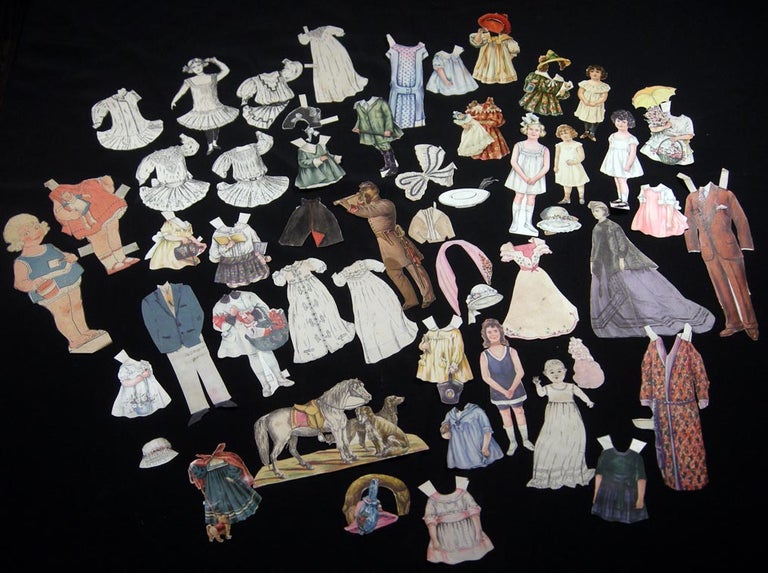 Item #028275 Circa 1870 - 1940 Fifty-Piece Collection of Paper Dolls and Outfits. Americana - 19th, 20th Century - Paper Dolls.