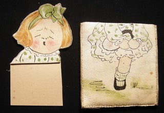 Two Circa 1910 Hand-drawn & Colored Dolls on White Leather