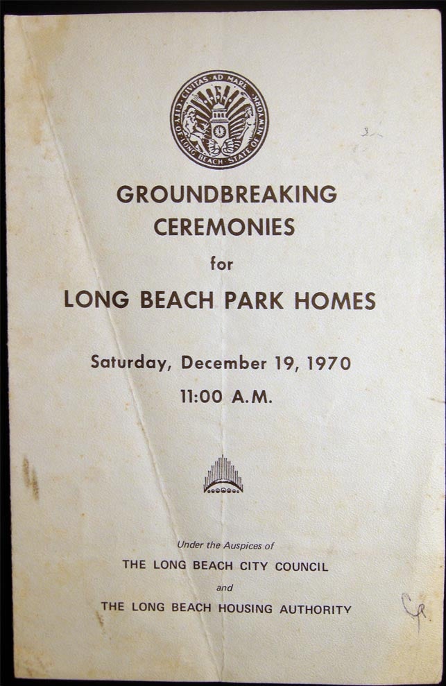 Item #028361 Groundbreaking Ceremonies for Long Beach Park Homes Saturday, December 19, 1970 11:00 A.M. Under the Auspices of The Long Beach City Council and The Long Beach Housing Authority. Americana - Long Island - Long Beach.