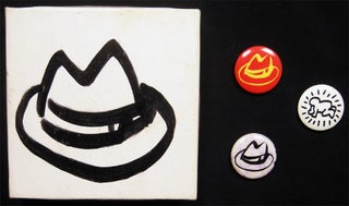 Item #028394 Tom Slaughter Hat Illustrated 1" Pin-Back Buttons in Hat Box (with) Keith Haring...