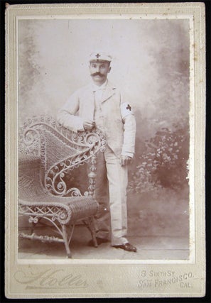 Item #028469 Circa 1895 Cabinet Card Photograph of A Uniformed Gentleman Wearing a Red Cross...