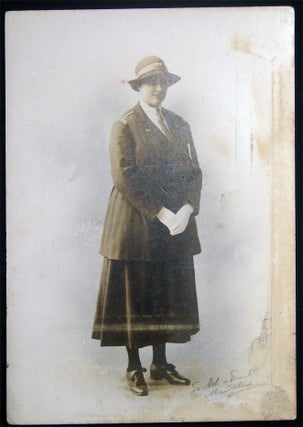 Item #028470 Circa 1915 Cabinet Card Photograph of a Uniformed Woman Wearing a Red Cross Lapel...