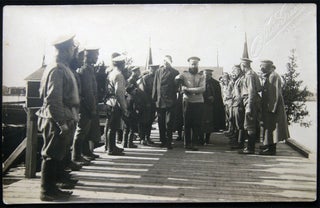 Item #028483 Circa 1918 Real Photo Postcard of a Wounded Man Under Military Escort & Review in...