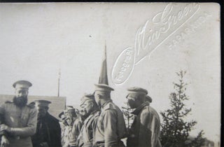 Circa 1918 Real Photo Postcard of a Wounded Man Under Military Escort & Review in Haparanda Sweden By Mia Green