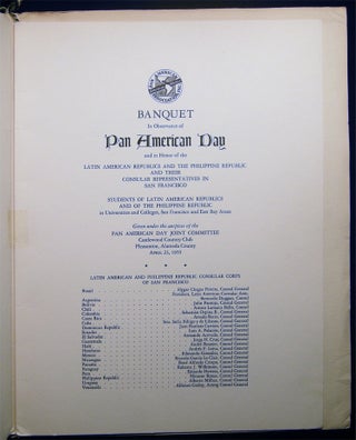 1952 - 1958 A Group of Four Menus for Pan American Day Banquets in San Francisco California, Sponsored By Grace Line Shipping