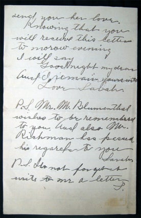 1902 - 1906 Collection of Correspondence; Tulin-Harris Family Hartford & Colchester Connecticut.