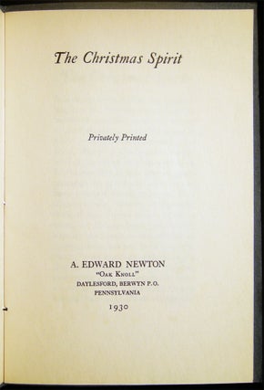 Item #028542 The Christmas Spirit. A. Edward Newton