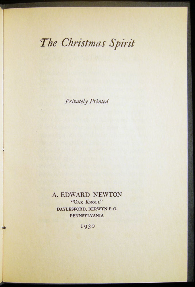 Item #028542 The Christmas Spirit. A. Edward Newton.