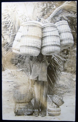 Item #028562 1953 RPPC Real Photo Post Card Haiti Baskets Seller By G. Couba with...