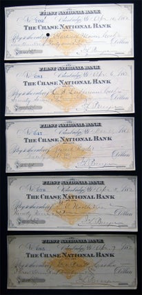 Item #028596 1882 Five Checks Written on The First National Bank Bainbridge New York and The...