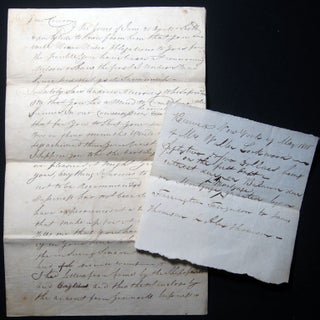 Item #028599 1818 Manuscript Financial Paper & Letter, Thomson Family & William Archer Sadler...