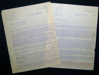 Item #028629 1914 Two Typed Letters Signed By Leather & Skin Dealer A.D. Chariatis on Letterhead,...