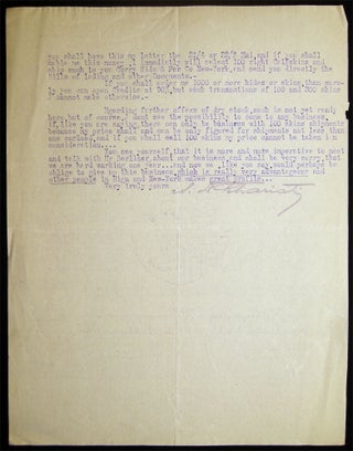 1914 Two Typed Letters Signed By Leather & Skin Dealer A.D. Chariatis on Letterhead, Sent to The Corry Hide & Fur Company of Corry, Pennsylvania Regarding the Export of Hides to the U.S. And Answering Concerns About the Jews of Volga Russia