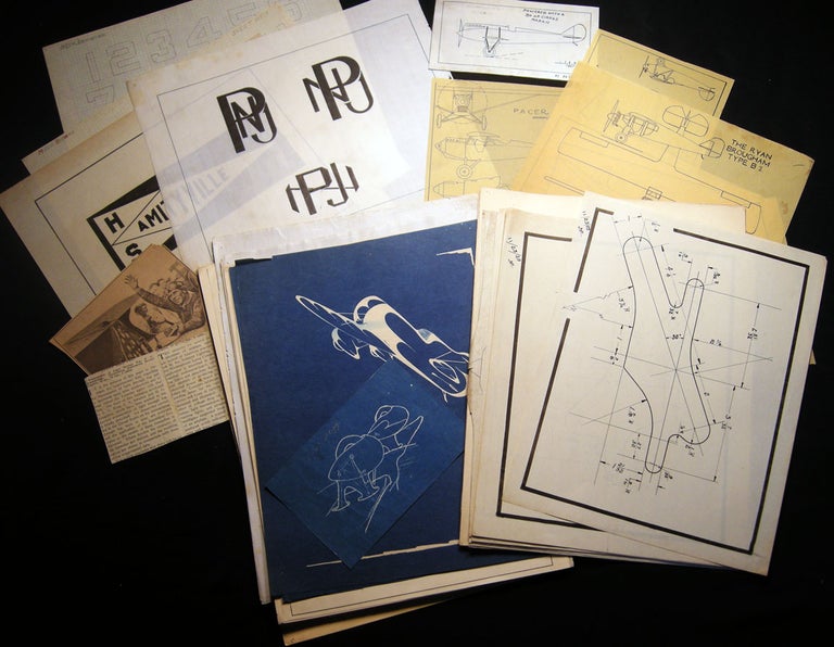 Item #028635 Circa 1925 - 1935 Collection of Aviation Engineering Drawings, Mechanical Drawing Class Examples and Related Ephemera, Signed by Nino Pavese. Americana - 20th Century - Education - Engineering - Aviation.