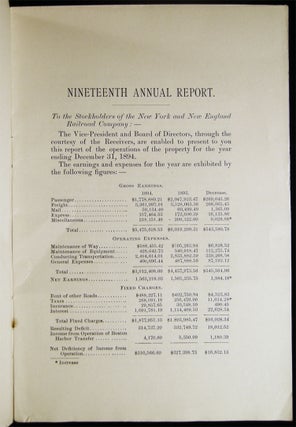 Nineteenth Annual Report to the Stockholders of the New York & New England Railroad Company, Made at the Annual Meeting Tuesday, March 12, 1895