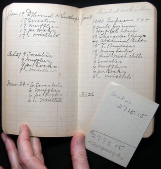 1917 - 1919 Detailed Manuscript Memorandum Record Book of the Quogue Branch American Red Cross