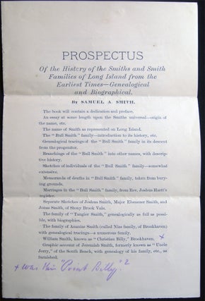 Item #028666 Prospectus of the History of the Smiths and Smith Families of Long Island from the...