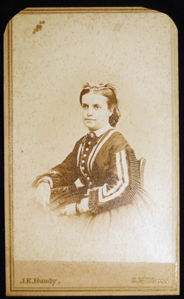 Item #028678 Circa 1865 A Portrait Carte-de-Visite of a Fashionably-Attired Woman, From the Photography Studio of Bundy & Williams New Haven, Connecticut. Americana - 19th Century - Photography - Bundy, Williams.