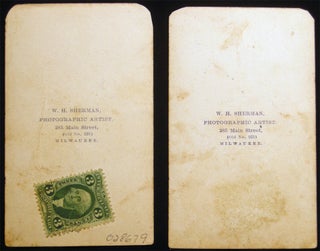 Circa 1865 Two Portrait Cartes-de-Visite of Young Children, From the Photography Studio of W.H. Sherman, Photographic Artist 385 Main Street, (Old No. 231) Milwaukee; One with 3-cents Internal Revenue Proprietary Stamp.