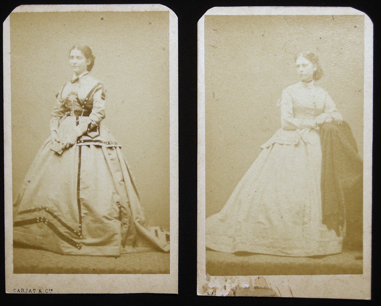 Item #028683 Circa 1865 Two Portrait Cartes-de-Visite of Fashionably-Attired Women, from the Studio of Carjat & Cie 56, Rue Laffitte Paris. France - 19th Century - Photography - Carjat, Cie.