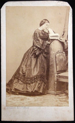 Item #028685 Circa 1865 A Portrait Carte-de-Visite of A Fashionably-Attired Woman Reading, from...