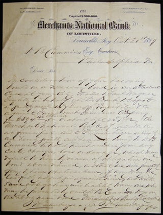 Item #028695 1889 Autograph Letter Signed By J.H. Lindenberger, President of the Merchants...