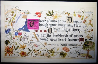A Quote from Emily Bronte's Poem "Sympathy" 1846: Original Illustrated Hand-Colored Art &. Art - Literature - Calligraphy.