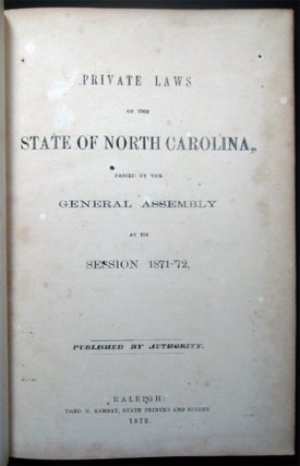 Item #028784 Private Laws of the State of North Carolina, Passed By the General Assembly at the...